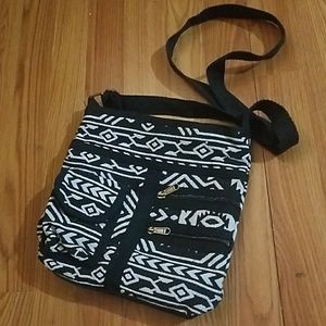 Black Aztec design shoulder purse